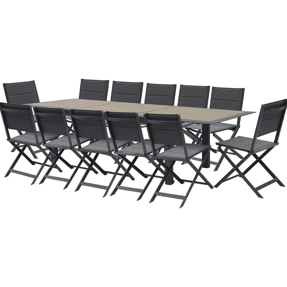 Hespéride Tables De Jardin>Table Allure Aluminium Muscade Graphite 12 Places