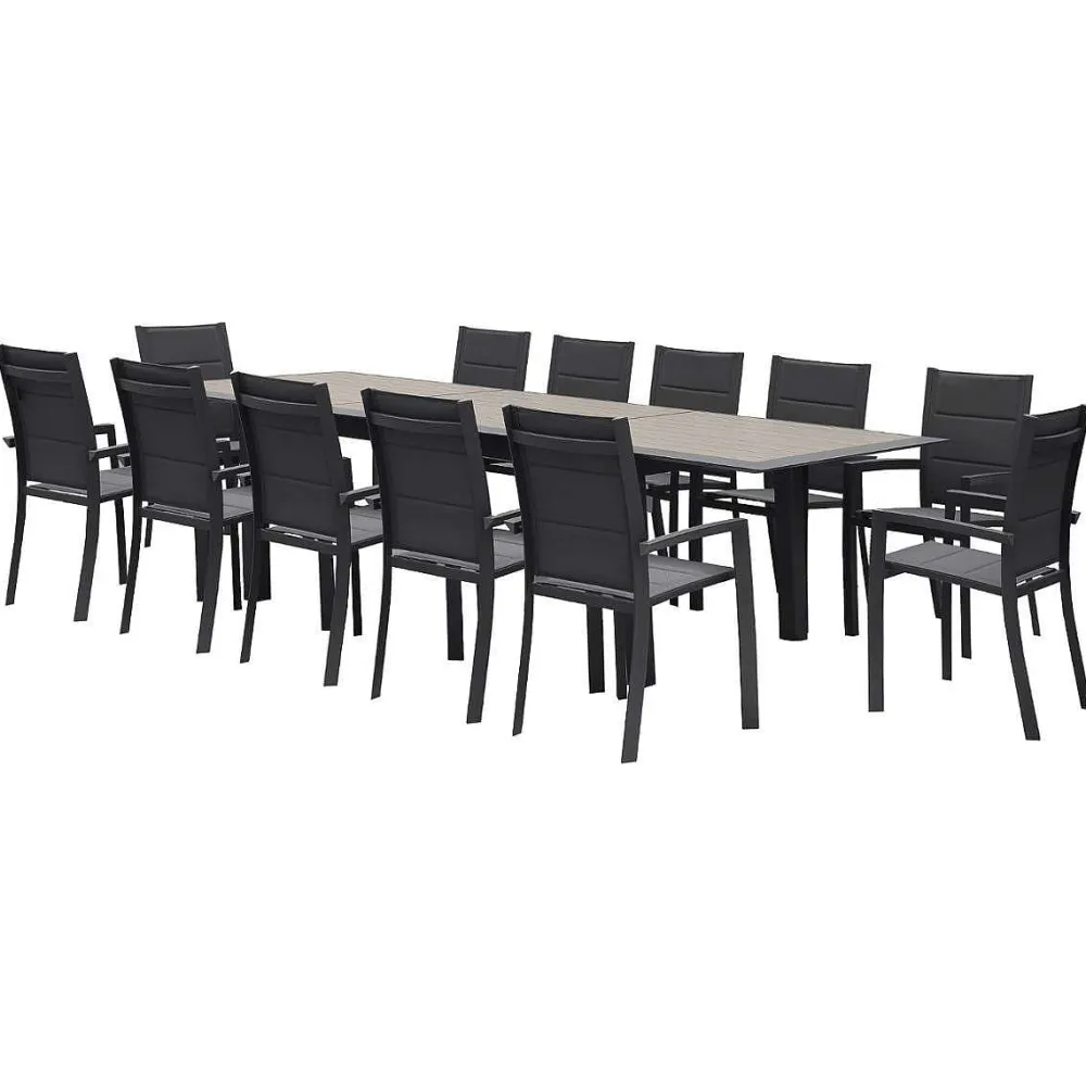 Hespéride Tables De Jardin>Table Allure Aluminium Muscade Graphite 12 Places