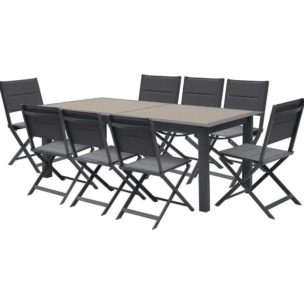 Hespéride Tables De Jardin>Table Allure Aluminium Muscade Graphite 12 Places