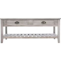 Atmosphera Tables Basses>Table Basse Bois Campagne 2 Tiroirs