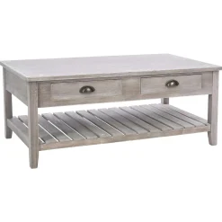 Atmosphera Tables Basses></noscript>Table Basse Bois Campagne 2 Tiroirs