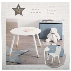 Atmosphera Tables Enfant></noscript>Table Douceur Blanc D.60Cm