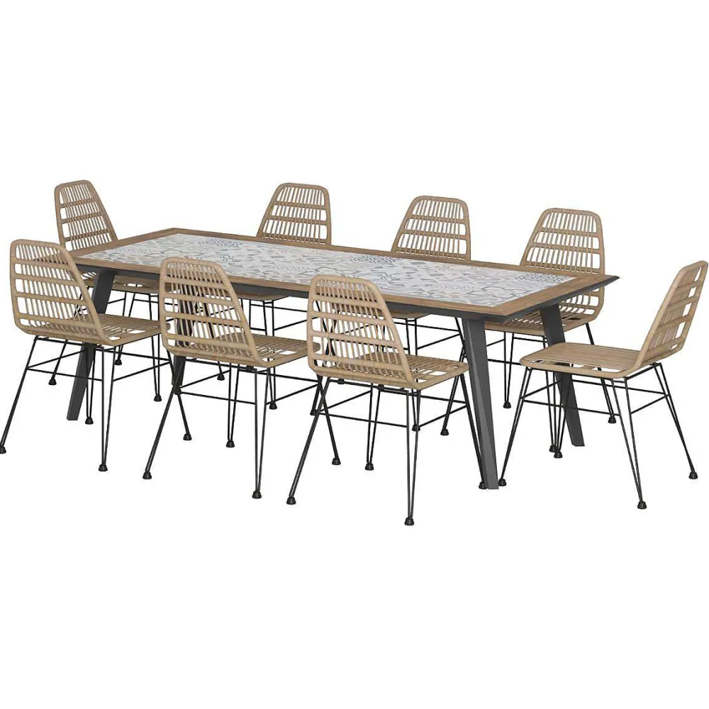 Hespéride Tables De Jardin>Table Lambada Fixe Ceramique Graphite 8 Places