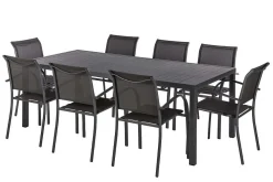 Hespéride Tables De Jardin></noscript>Table Piazza Fixe Rectangle Aluminium Graphite 8 Places