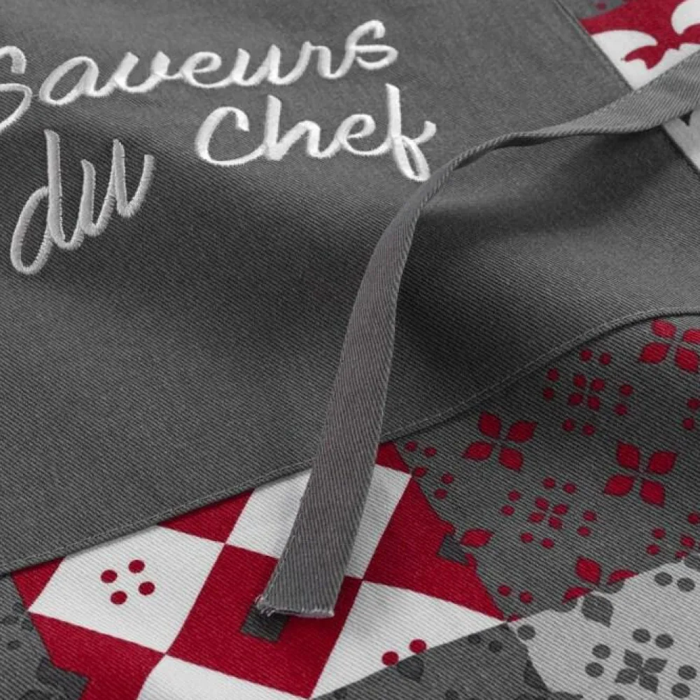 maxibazar Tablier Avec Poche 60X84Cm Imprime Brode Credence- Tabliers Et Accessoires