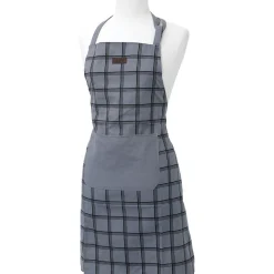maxibazar Tablier De Cuisine Chef Carreaux 65X80Cm Gris Anthracite- Tabliers Et Accessoires