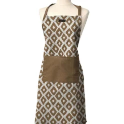maxibazar Tablier De Cuisine Chef Losange 65X80Cm Coton Taupe- Tabliers Et Accessoires