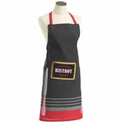maxibazar Tablier Et Poche 60X84 Cm Coton Imprime Au Bistrot Rouge- Tabliers Et Accessoires