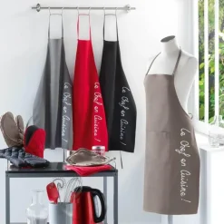 maxibazar Tablier Poche 60X84 Cm Coton Cuistot Rouge- Tabliers Et Accessoires