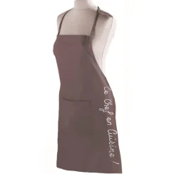 maxibazar Tablier Poche 60X84 Cm Coton Cuistot Taupe- Tabliers Et Accessoires