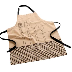 maxibazar Tablier 60X84Cm Recycle Imprime Beige- Tabliers Et Accessoires