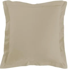 maxibazar Taie D Oreiller Volant Plat 63X63Cm Uni 57 Fils Lina Lin- Taies D'Oreillers Et De Traversins