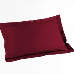 maxibazar Taie D Oreiller Volant Plat 50X70Cm Uni Lina Bourgogne- Taies D'Oreillers Et De Traversins