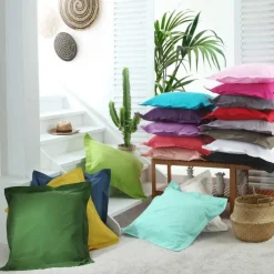 maxibazar Taie D Oreiller Volant Plat 63X63Cm Lina Blanche- Taies D'Oreillers Et De Traversins