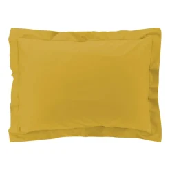 maxibazar Taie D Oreiller Volant Plat 50X70Cm Percale 78 Fils Ocre- Taies D'Oreillers Et De Traversins