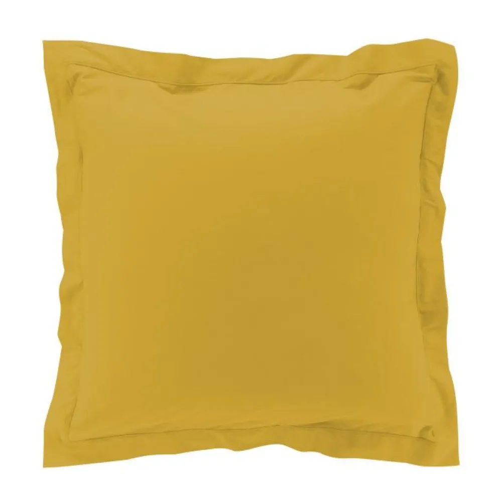 maxibazar Taie D Oreiller Volant Plat 63X63Cm Percale 78 Fils Ocre- Taies D'Oreillers Et De Traversins