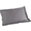 maxibazar Taie D Oreiller Volant Plat 50X70Cm Lina Gris Souris- Taies D'Oreillers Et De Traversins