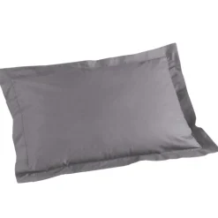 maxibazar Taie D Oreiller Volant Plat 50X70Cm Lina Gris Souris- Taies D'Oreillers Et De Traversins