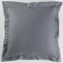maxibazar Taie D Oreiller Volant Plat 50X70Cm Lina Gris Souris- Taies D'Oreillers Et De Traversins