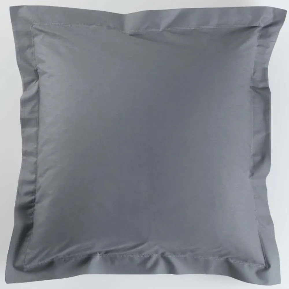 maxibazar Taie D Oreiller Volant Plat 50X70Cm Lina Gris Souris- Taies D'Oreillers Et De Traversins