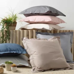 maxibazar Taie D Oreiller Vp 50 X 70 Cm Percale Uni 78 Fils Bleu- Taies D'Oreillers Et De Traversins