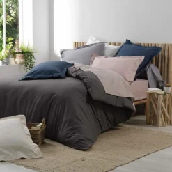 maxibazar Taie D Oreiller Vp 63 X 63 Cm Percale Uni 78 Fils Bleu- Taies D'Oreillers Et De Traversins