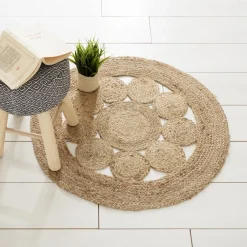 Atmosphera Tapis Ajoure En Jute D.80Cm- Tapis Deco