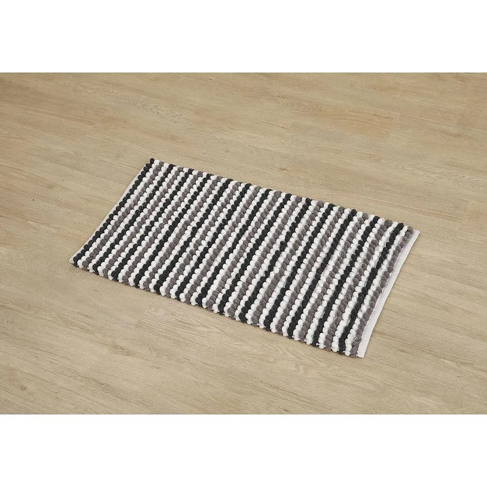 Tapis De Salle De Bain Et Wc|* Tapis Boules Tricolore 50X90Cm Blanc Gris