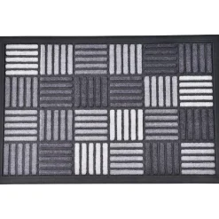 maxibazar Tapis Caroll 40X60Cm Nylon Caoutchouc Gris- Tapis D'Entree Et Paillassons