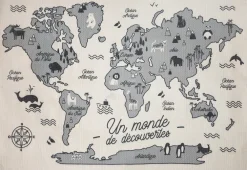 Atmosphera Tapis Carte Du Monde- Tapis Enfant