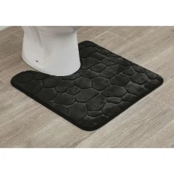 Tapis De Salle De Bain Et Wc|* Tapis Contour Wc Memoire De Forme Galet 45X50Cm Noir