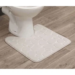 Tapis De Salle De Bain Et Wc|* Tapis Contour Wc Memoire De Forme Galet 50X50Cm Naturel