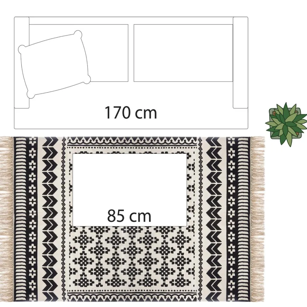 maxibazar Tapis Coton Delhi 120X170Cm- Tapis Deco