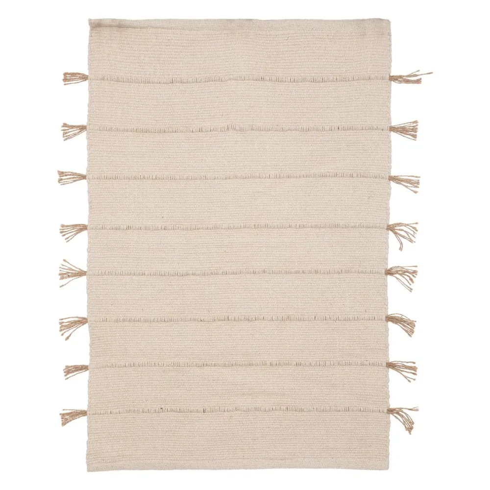 maxibazar Tapis Coton Pompon Jute 60X90Cm En Box- Tapis Deco