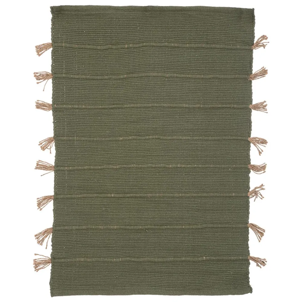maxibazar Tapis Coton Pompon Jute 60X90Cm En Box- Tapis Deco