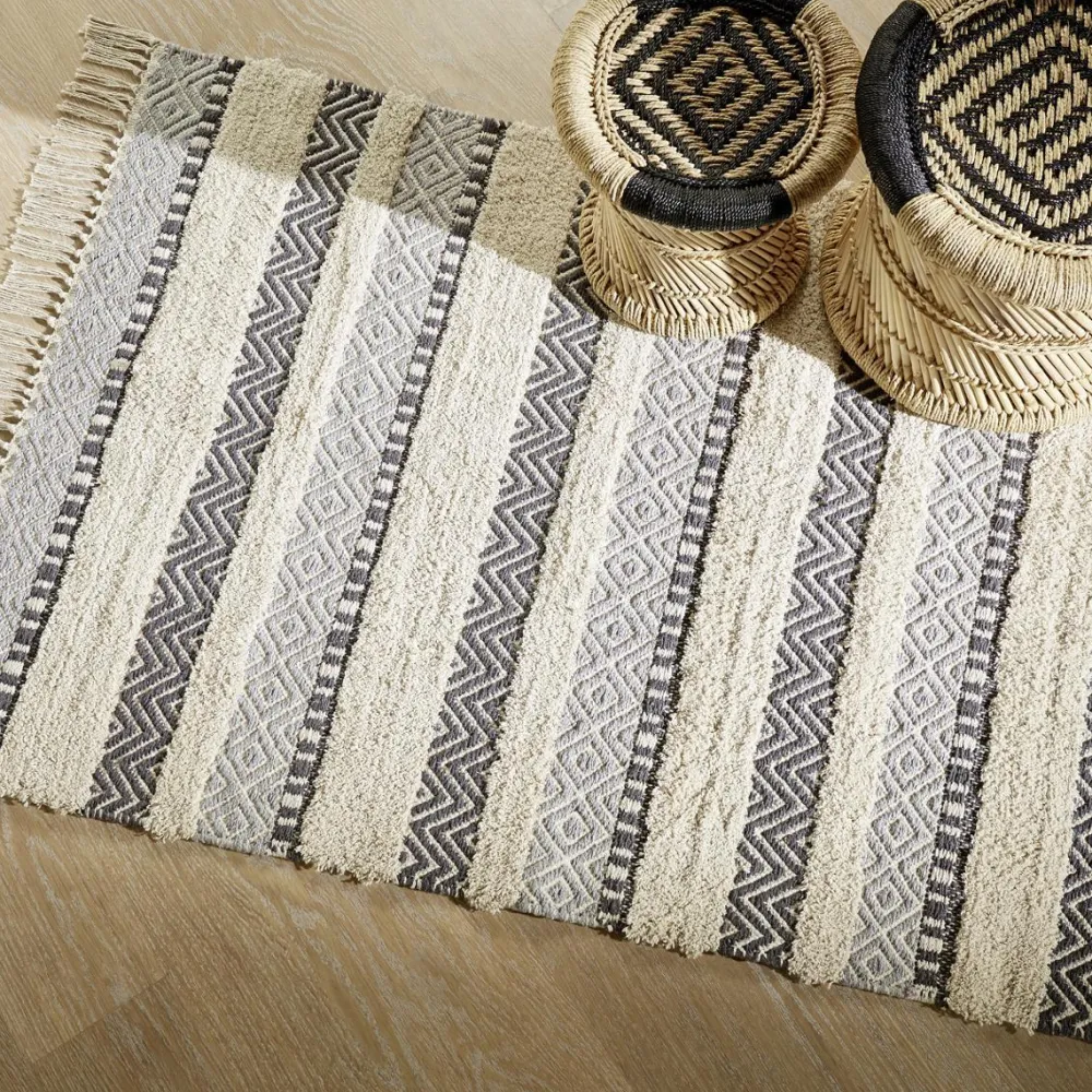 Atmosphera Tapis Coton Relief 2 D.90X150Cm- Tapis Deco