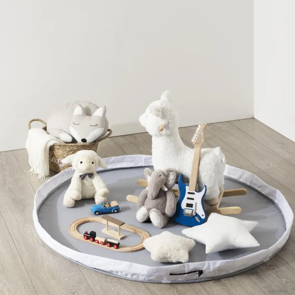 Atmosphera Tapis De Jeux A Remballer Gris- Petits Rangements