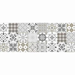 maxibazar Tapis Deco Rectangle 45X120 Cm Mousse Imprimee Salou Naturel- Tapis De Cuisine