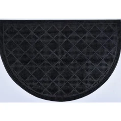 maxibazar Tapis Drew Demi Lune 40X60Cm Damier Caoutchouc Noir- Tapis D'Entree Et Paillassons