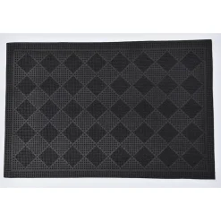 maxibazar Tapis Drew 40X60Cm Damier Caoutchouc Noir- Tapis D'Entree Et Paillassons