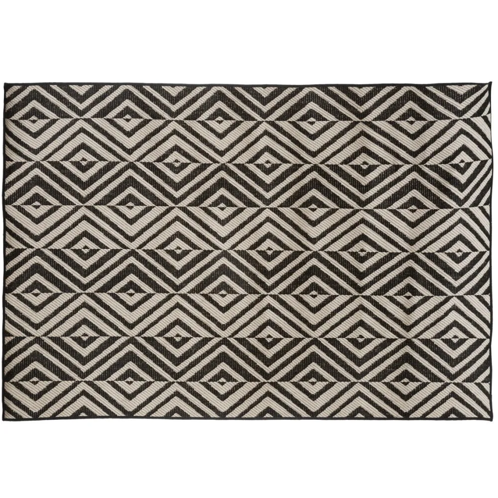 maxibazar Tapis Exterieur Et Interieur Color Noir Et Blanc 120X160Cm- Tapis Exterieur