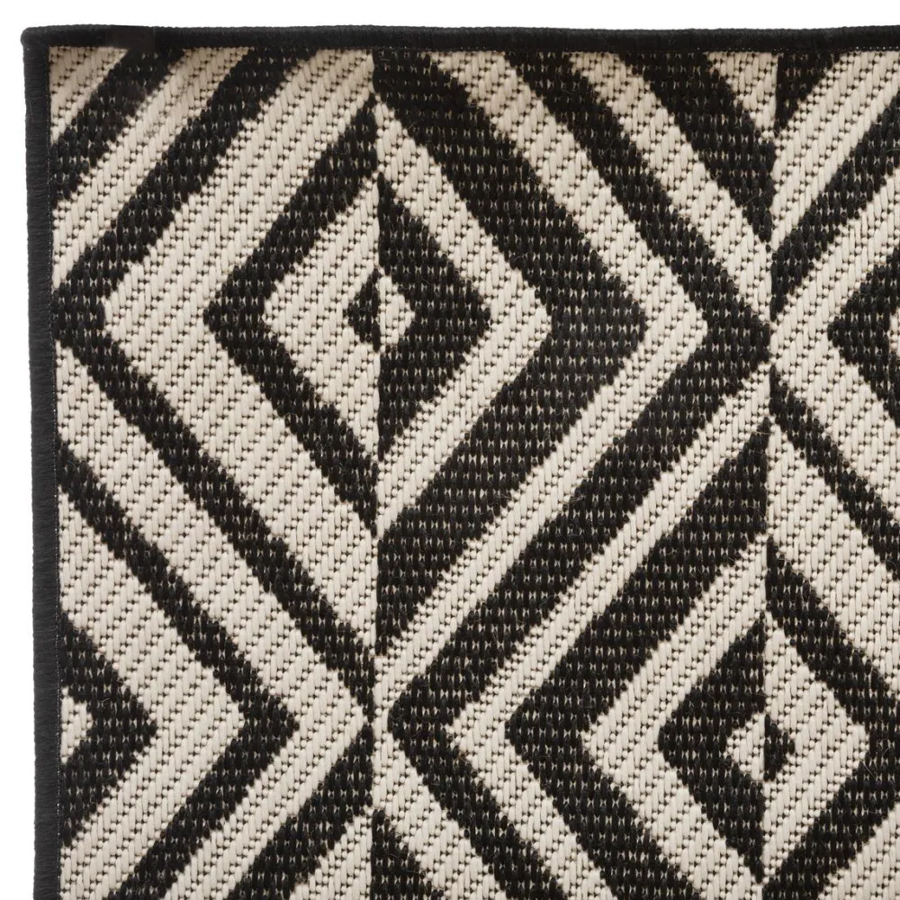 maxibazar Tapis Exterieur Et Interieur Color Noir Et Blanc 120X160Cm- Tapis Exterieur
