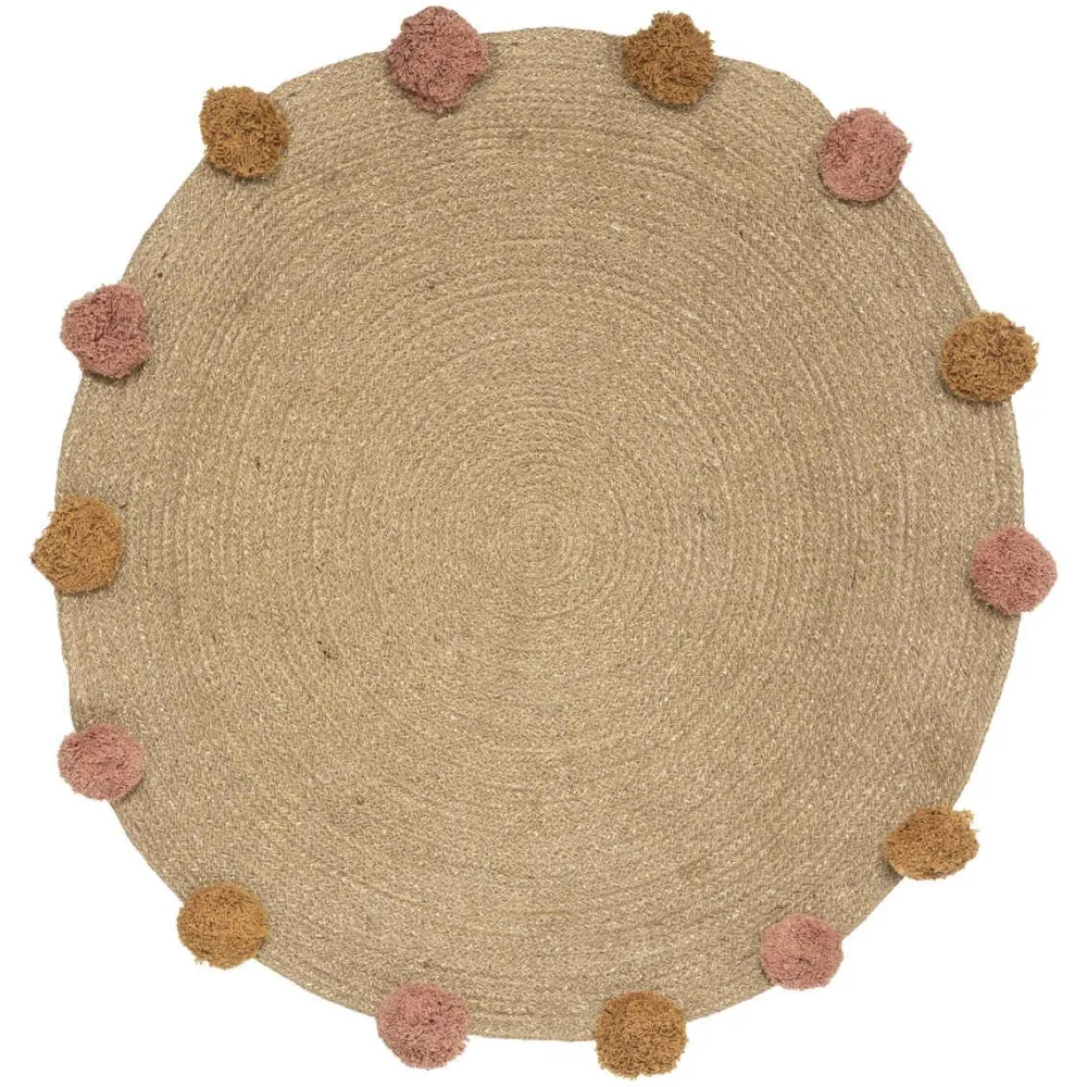 Atmosphera Tapis Jute Lurex Et Pompons- Tapis Enfant