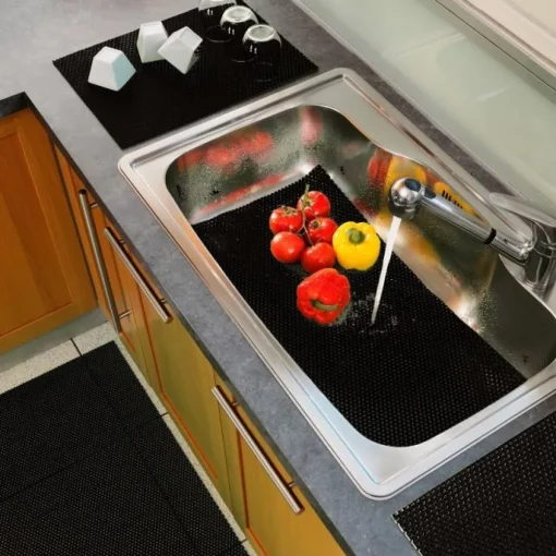 maxibazar Tapis Multiusage Confectionne 65X43 Cm Softy Uni Tubulo Noir- Softy