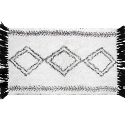 maxibazar Tapis 50X80Cm Coton Imprime Freya Blanc- Tapis Deco