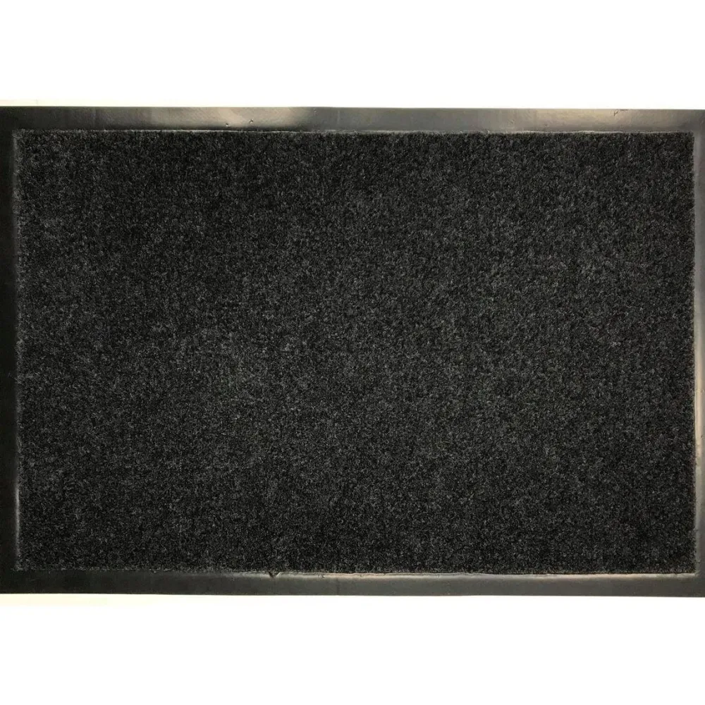 maxibazar Tapis 40X60Cm Polyester Pvc Gris Chine Blanc- Tapis D'Entree Et Paillassons