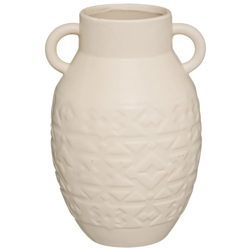 maxibazar Vase Ceramique Mat Anse Tropiques Australes H.25Cm- Vases Et Caches Pots