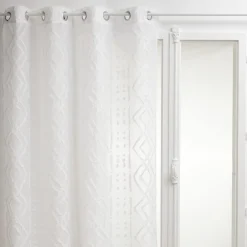 Atmosphera Voilage Jacquard Sama Blanc 140X240Cm- Textile Deco