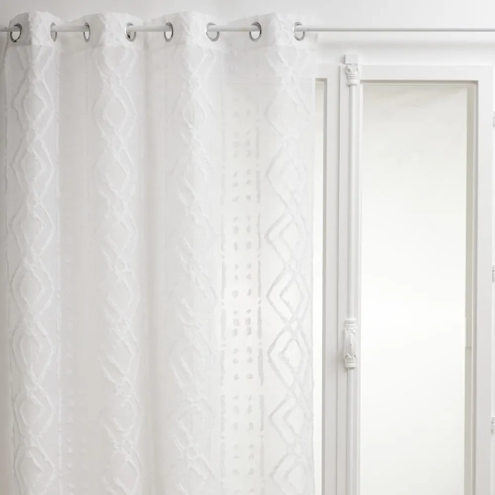 Atmosphera Voilage Jacquard Sama Blanc 140X240Cm- Textile Deco