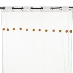 Atmosphera Voilage Pompons Rose Ocre- Voilage Et Rideau Enfant